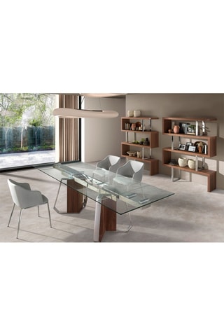 Table à manger extensible en verre trempé - 180 x 100 x 76 cm