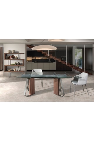 Table à manger extensible en verre trempé - 180 x 100 x 76 cm