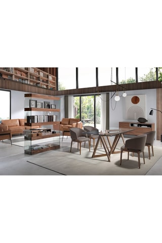 Table à manger en verre et frêne - 180 x 75 x 90 cm