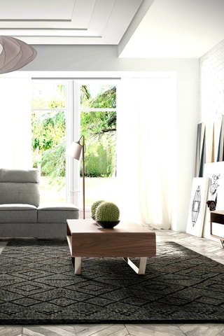 Meuble TV 2 tiroirs - Naturel et blanc