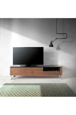 Meuble TV 3 portes en noyer - 200 x 48 x 45 cm