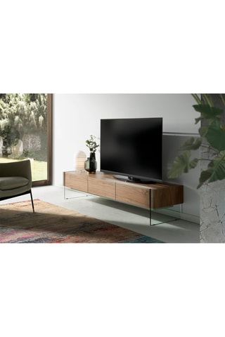 Meuble TV 3 tiroirs Naturel et transparent