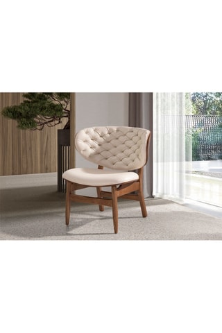 Fauteuil - Beige et naturel - En similicuir