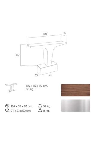 Console - Imitation noyer et argenté