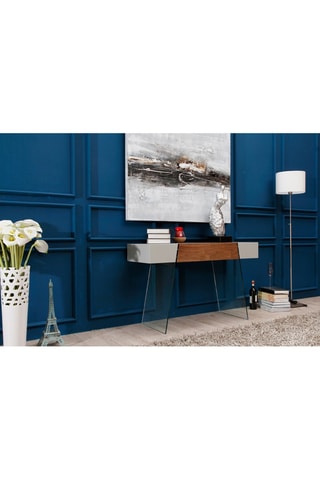 Console 1 tiroir - Imitation noyer et gris clair