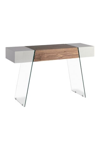 Console 1 tiroir - Imitation noyer et gris clair