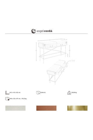 Console 2 tiroirs en bois - 141 x 81 x 45 cm