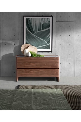 Commode 3 tiroirs Imitation noyer et transparent