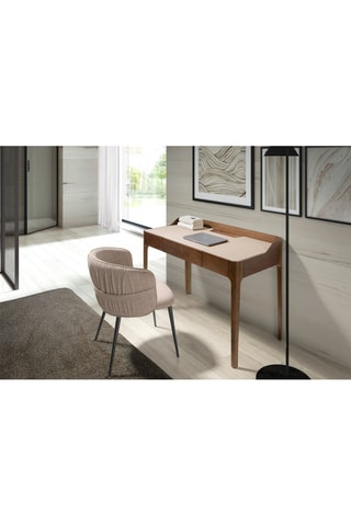 Bureau en bois 1 tiroir - Imitation noyer et beige