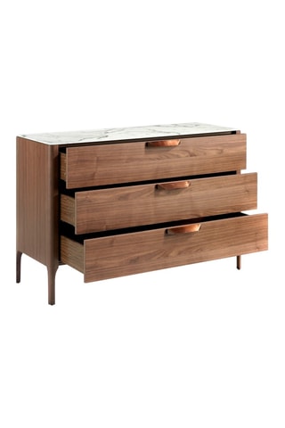 Buffet 3 tiroirs - Imitation noyer et gris