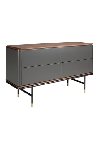 Buffet 4 tiroirs - Imitation noyer et ardoise