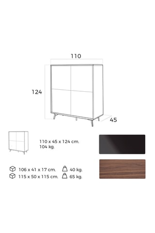 Buffet 4 portes - 110 x 45 x 124 cm