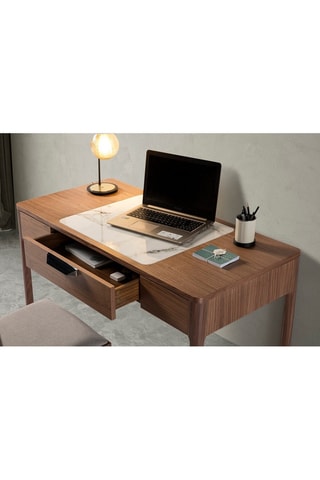 Bureau - Imitation noyer et blanc