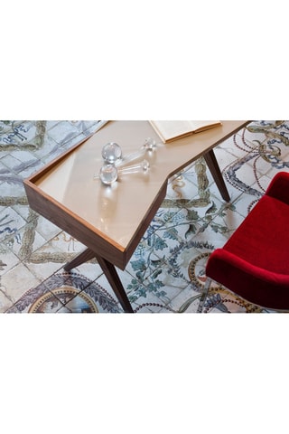 Bureau 1 tiroir - Imitation noyer et blanc