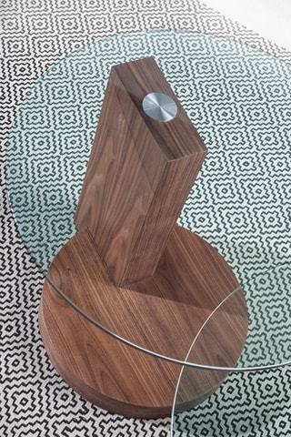 Table d'appoint - Imitation noyer et transparent