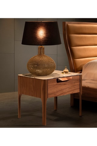 Table de chevet - Blanc et imitation noyer