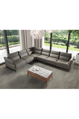 Canapé d’angle modulaire - Gris foncé - 5 places - En cuir