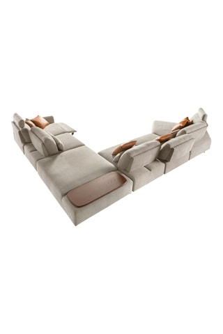 Canapé d’angle droit modulable - Beige - 5 places - En polyester