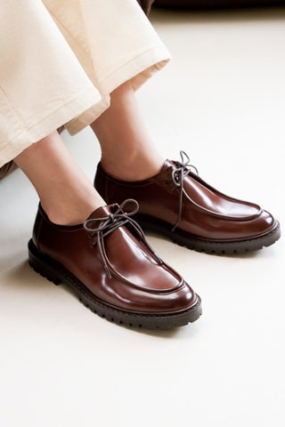 Stringate in pelle Gaby  - Marrone