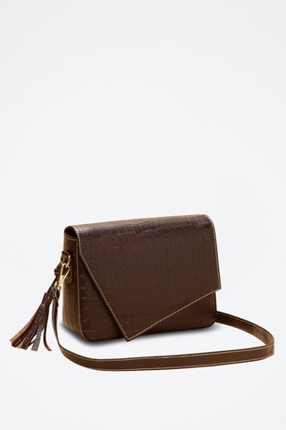 Borsa a tracolla in pelle Bianca  - Marrone