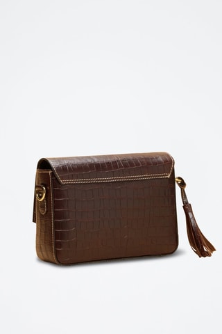 Borsa a tracolla in pelle Bianca  - Marrone