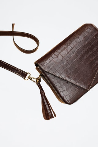 Borsa a tracolla in pelle Bianca  - Marrone