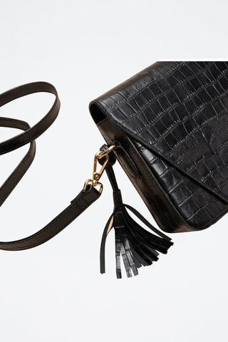 Borsa a tracolla in pelle Bianca  - Nero