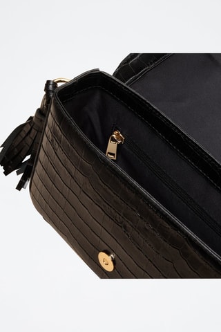 Borsa a tracolla in pelle Bianca  - Nero