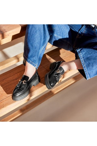 Mocassini platform in pelle Fiona  - Nero