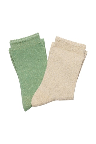 2 paia di calze Les paillettes - Beige e verde - Beige e verde