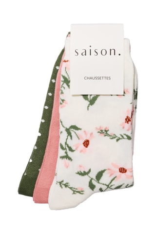 3 paia di calze   - Bianco, rosa e verde