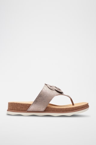 Tongs en cuir Brynn - Taupe