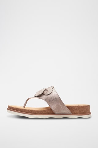 Tongs en cuir Brynn - Taupe