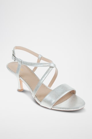 Sandales à talons en cuir Amali Buckle - Argenté