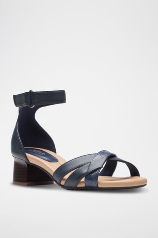 Sandales à talons en cuir Lily - Bleu marine