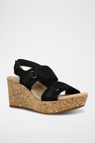 Sandales compensées en nubuck Rose Lane - Noir