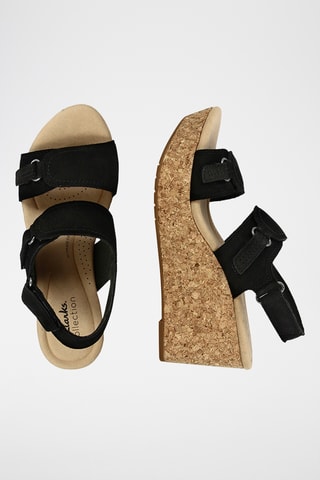 Sandales compensées en nubuck Rose Lane - Noir