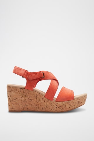 Sandales compensées en nubuck Rose Way - Corail