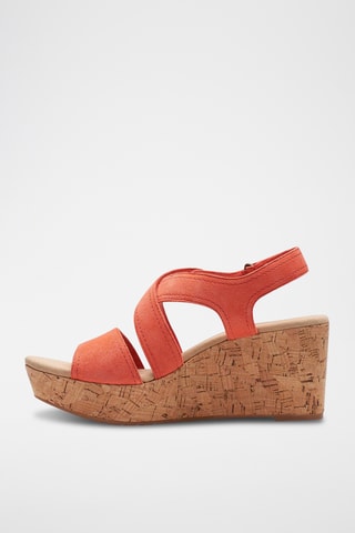 Sandales compensées en nubuck Rose Way - Corail