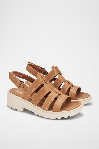 Spartiates à talons en cuir Coast Shine - Camel