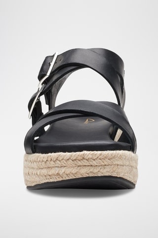 Sandales compensées en cuir Kimmei Buckle - Noir