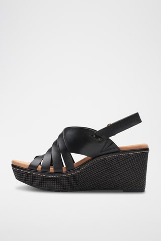 Sandales compensées en cuir Elleri - Noir