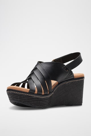 Sandales compensées en cuir Elleri - Noir