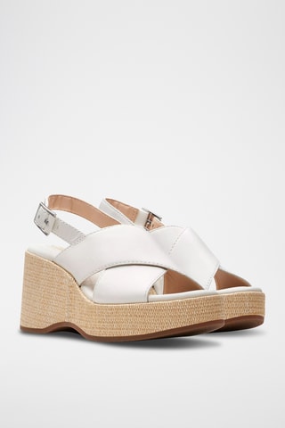 Sandales compensées en cuir Manon Wish - Blanc