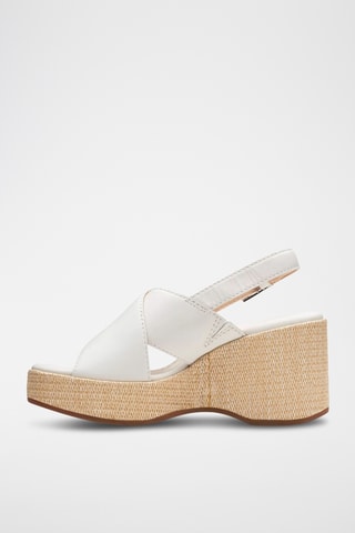 Sandales compensées en cuir Manon Wish - Blanc