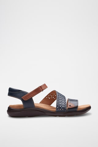 Sandales en cuir Kitly Way - Bleu marine et marron