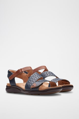 Sandales en cuir Kitly Way - Bleu marine et marron
