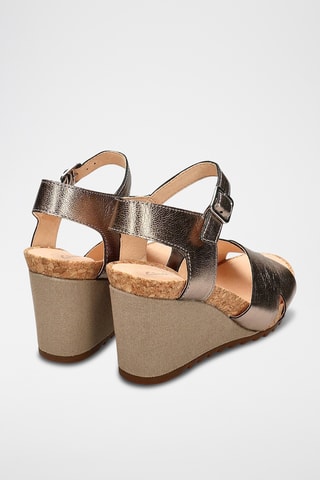 Sandales compensées en nubuck Flex - Doré