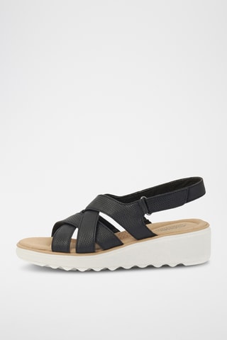 Sandales compensées en cuir Jillian - Noir