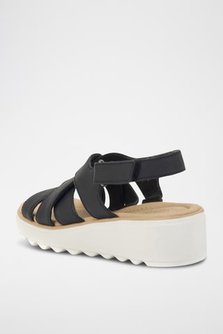 Sandales compensées en cuir Jillian - Noir